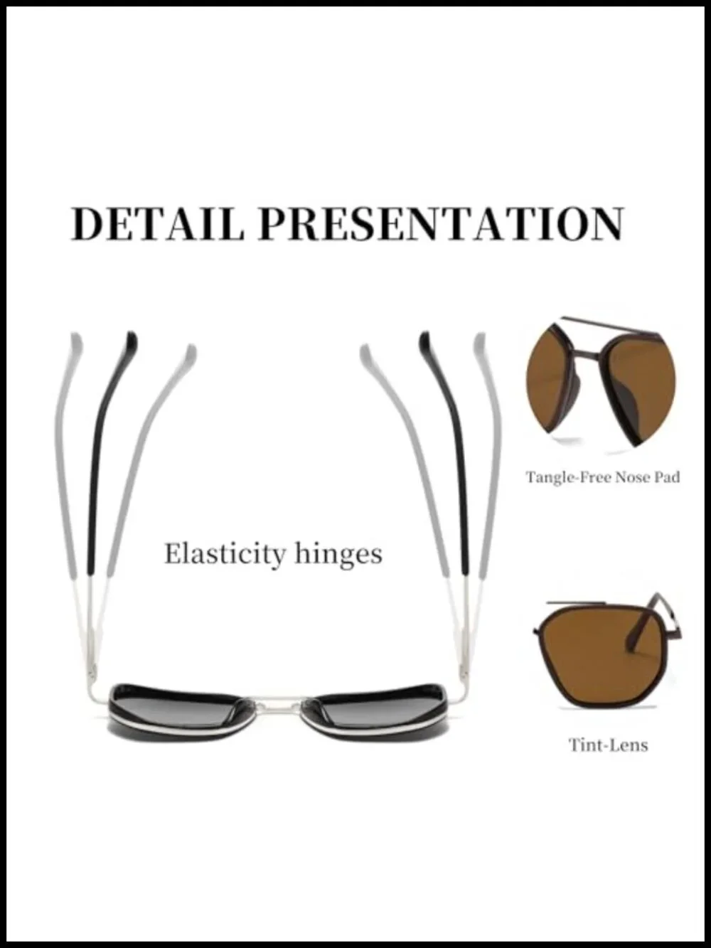 Retro Aviator Sunglasses Women Square Tangle Free Polarized UV Protection Metal